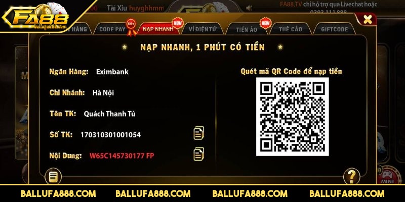 Chi tiết cách nạp tiền Fa88