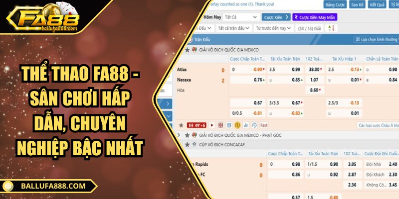 Thể thao Fa88 - Sân chơi hấp dẫn, chuyên nghiệp bậc nhất